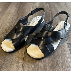 Comfortview Kaisley Black Faux Leather Sandals Size 10M